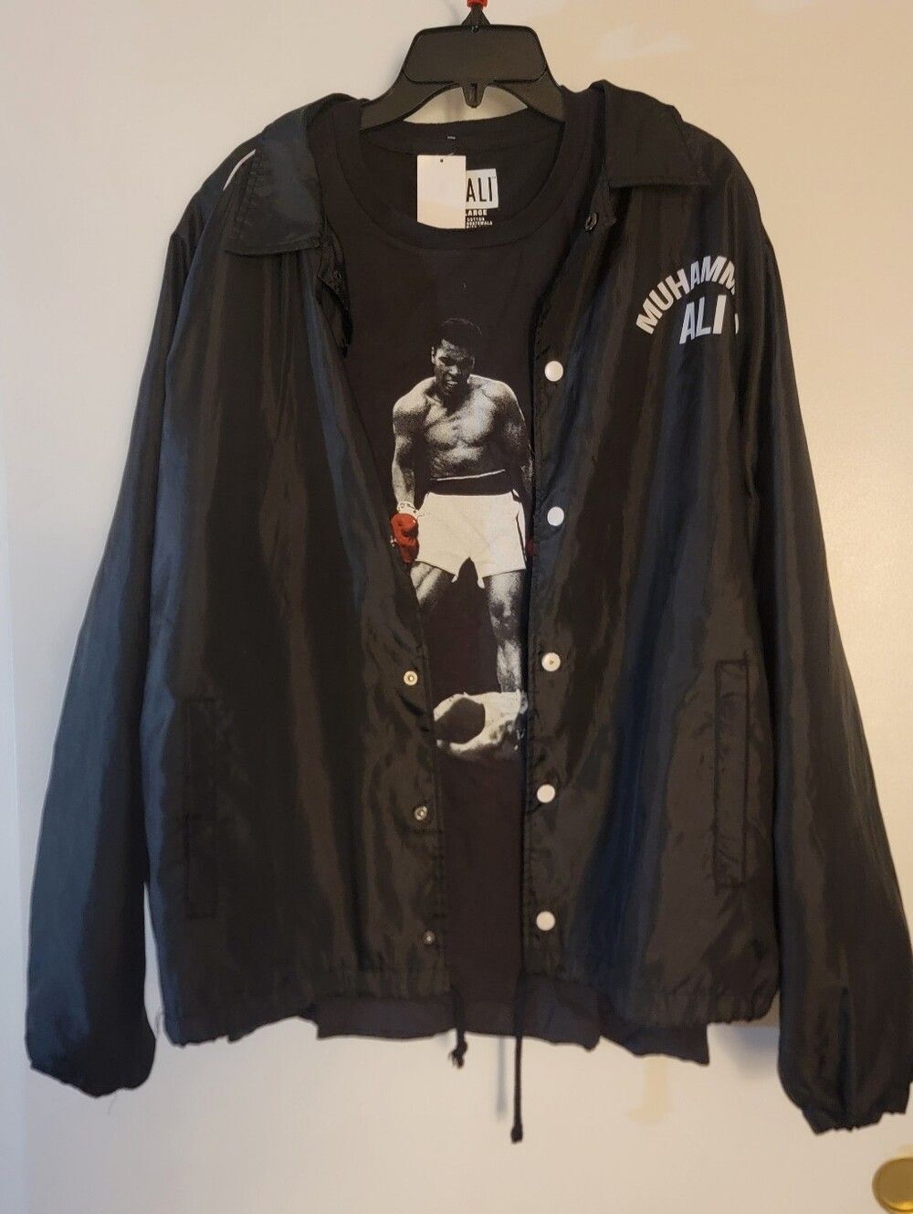 🆕️🥊Muhammed Ali Black Windbreaker Jacket, Sz XXL